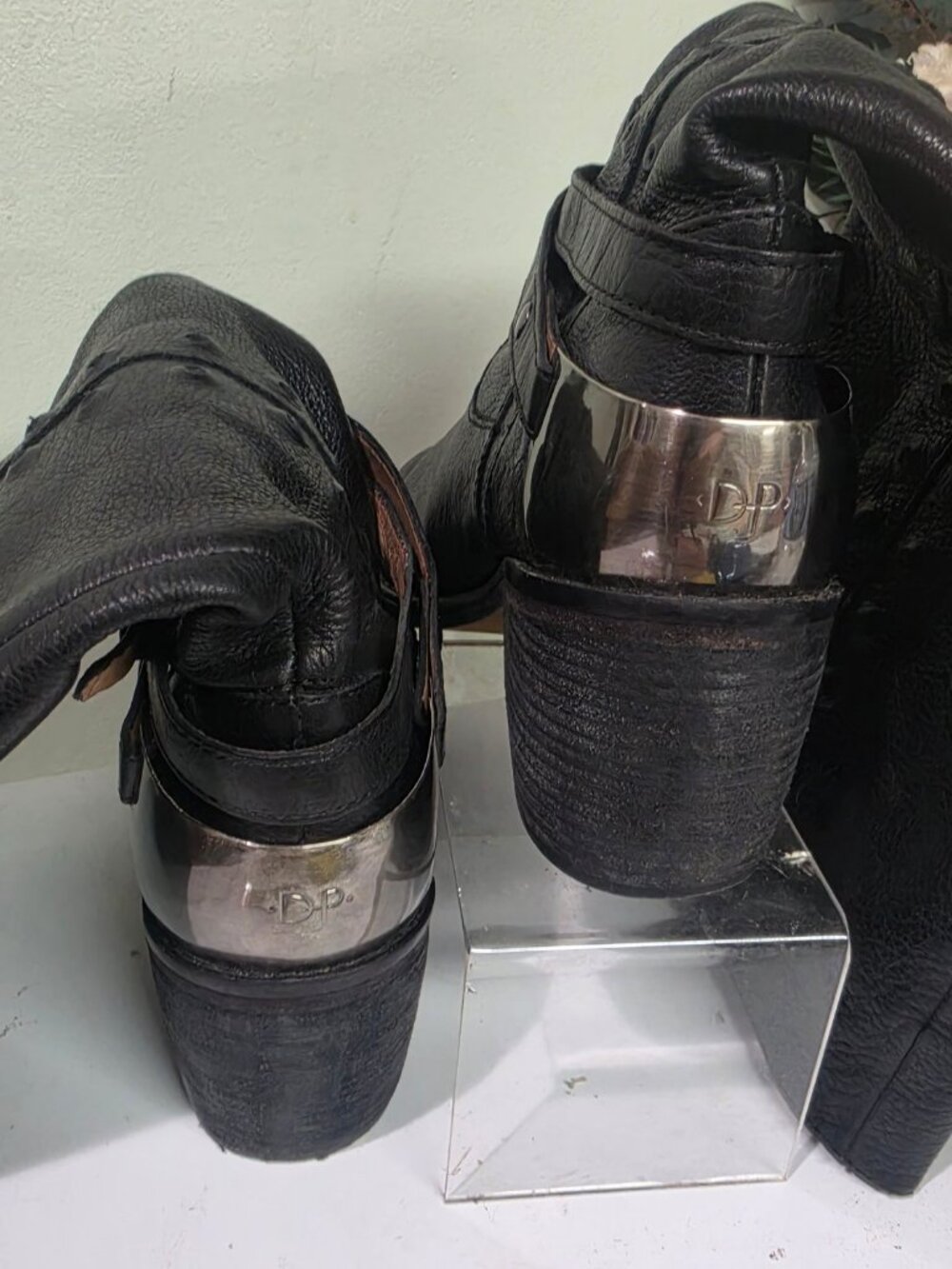 Donald Pliner Black Leather Knee-High Boots with Studded Detail - Picture 10 of 11
